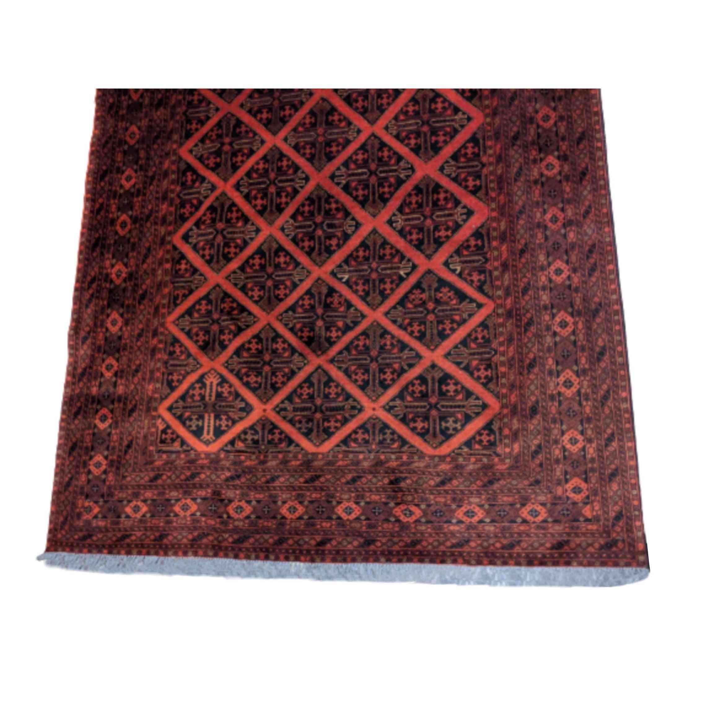 238 x 178 cm Afghan Khan Tribal Red Rug - Rugoutlet