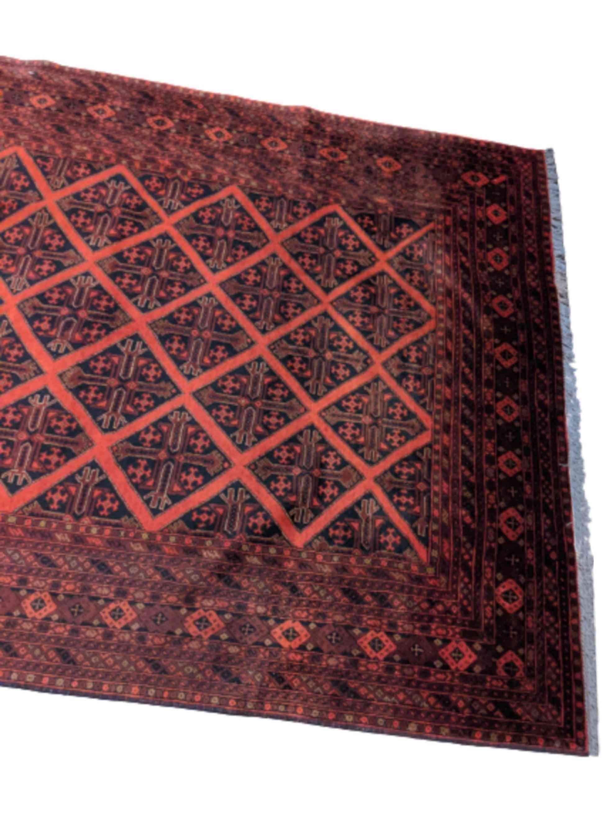 238 x 178 cm Afghan Khan Tribal Red Rug - Rugoutlet