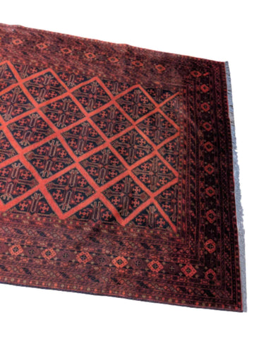 238 x 178 cm Afghan Khan Tribal Red Rug - Rugmaster