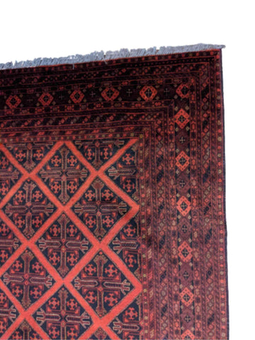 238 x 178 cm Afghan Khan Tribal Red Rug - Rugmaster