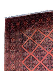 238 x 178 cm Afghan Khan Tribal Red Rug - Rugoutlet