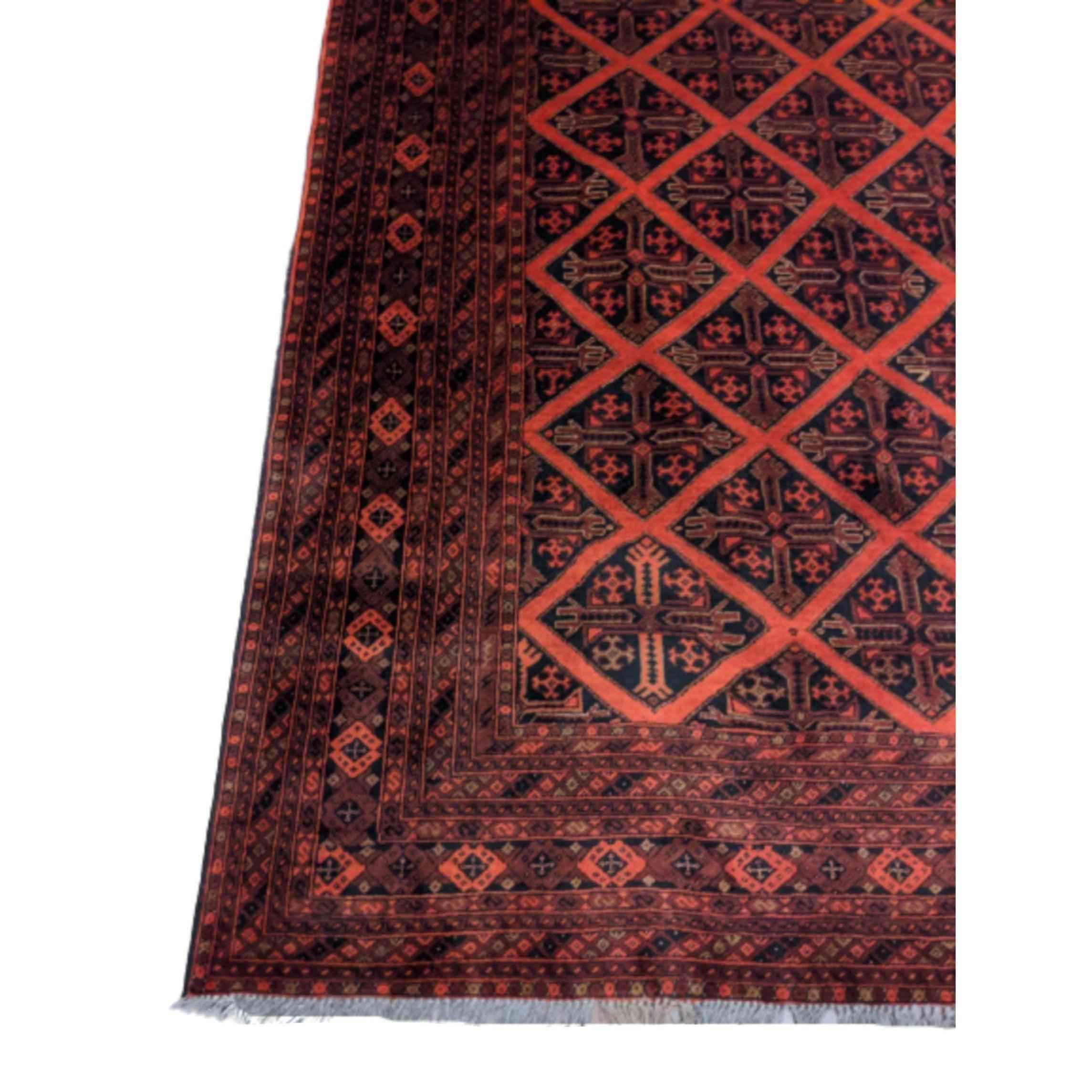 238 x 178 cm Afghan Khan Tribal Red Rug - Rugoutlet