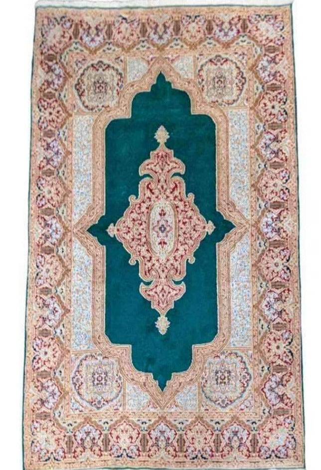 240 x 142 cm Kerman Traditional Green Rug - Rugoutlet