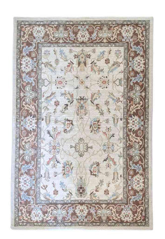 240 x 153 cm Powerloom Traditional Beige Rug - Rugmaster
