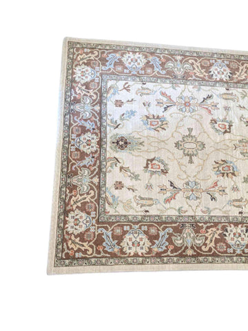240 x 153 cm Powerloom Traditional Beige Rug - Rugmaster