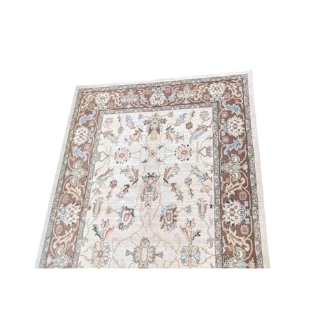 240 x 153 cm Powerloom Traditional Beige Rug - Rugmaster