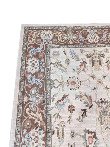 240 x 153 cm Powerloom Traditional Beige Rug - Rugoutlet