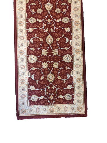240 x 67 cm kashan powerloom Traditional Brown Rug - Rugoutlet
