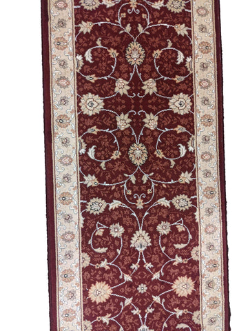 240 x 67 cm kashan powerloom Traditional Brown Rug - Rugoutlet