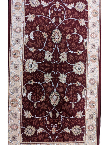 240 x 67 cm kashan powerloom Traditional Brown Rug - Rugoutlet