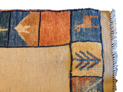 240 x 84 cm Nomadic kilim Persian Gabbeh Tribal Beige Rug - Rugoutlet