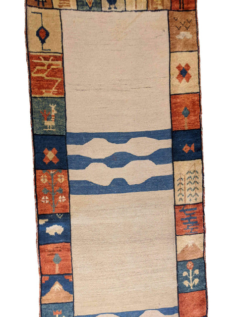240 x 84 cm Nomadic kilim Persian Gabbeh Tribal Beige Rug - Rugoutlet