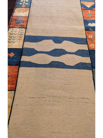 240 x 84 cm Nomadic kilim Persian Gabbeh Tribal Beige Rug - Rugoutlet