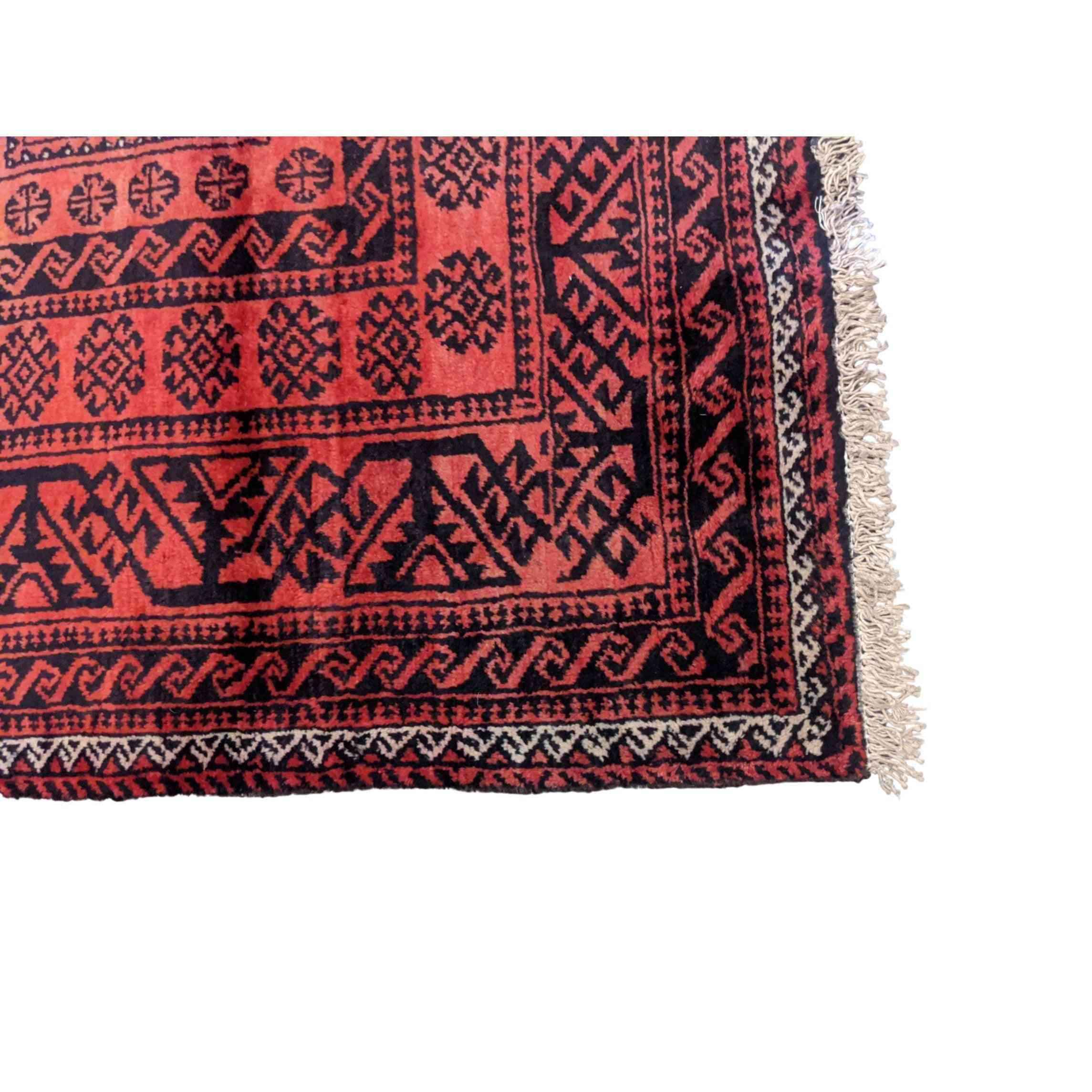 242 x 127 cm Fine Persian Baluch Traditional Red Rug - Rugmaster