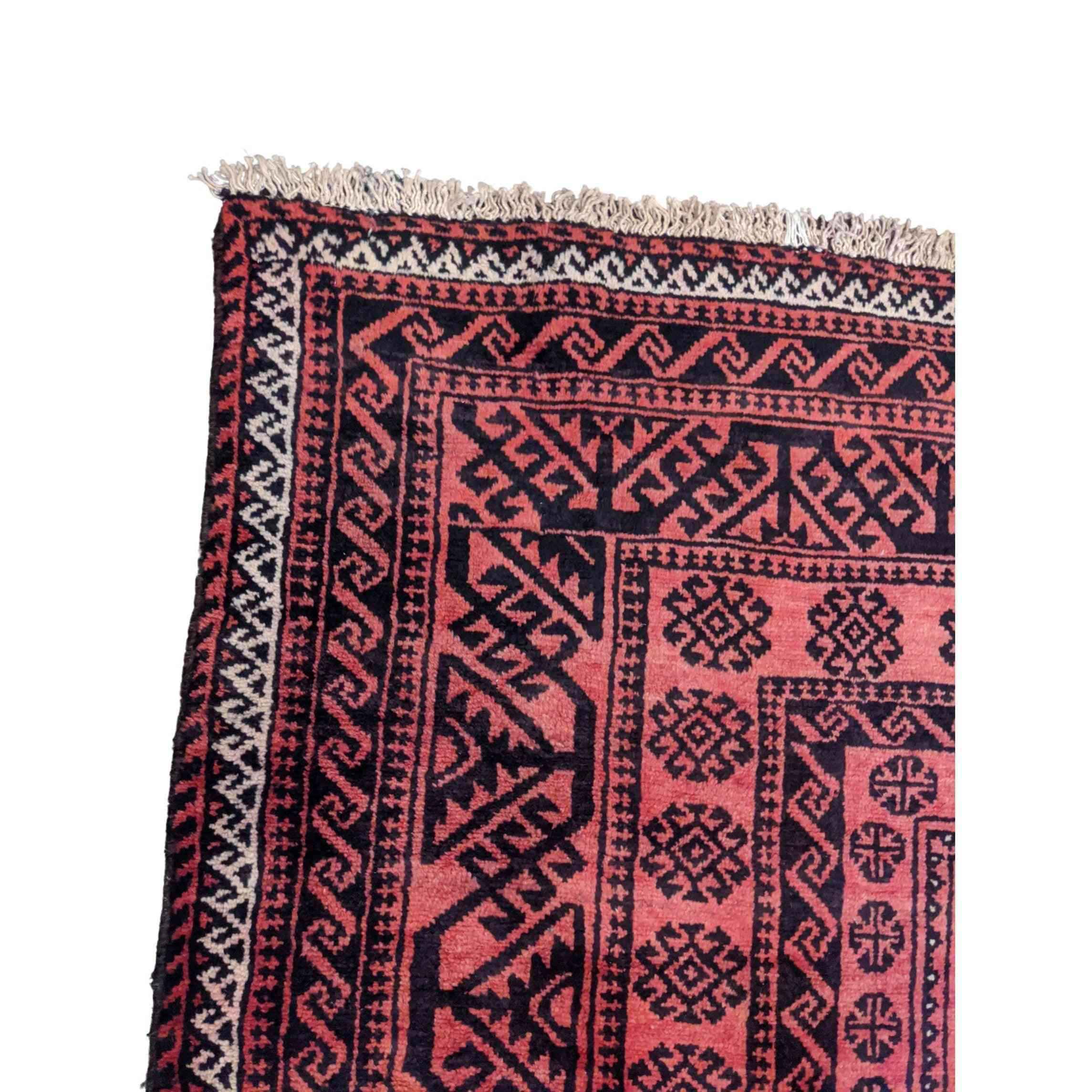 242 x 127 cm Fine Persian Baluch Traditional Red Rug - Rugmaster