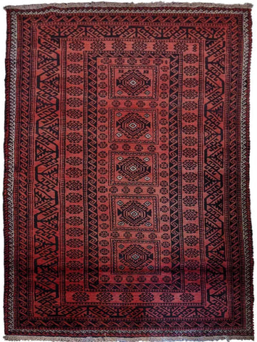 242 x 127 cm Fine Persian Baluch Traditional Red Rug - Rugoutlet