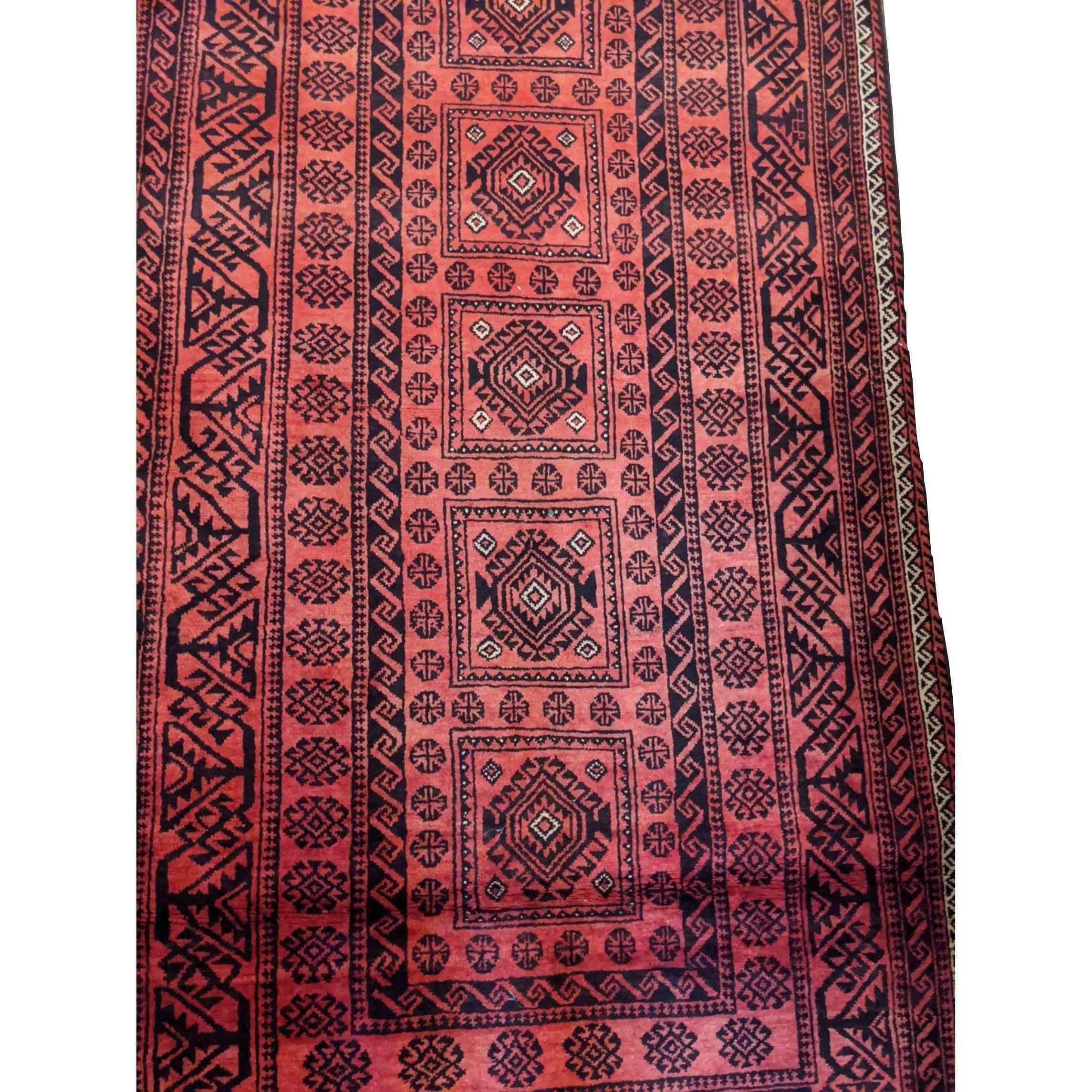 242 x 127 cm Fine Persian Baluch Traditional Red Rug - Rugmaster