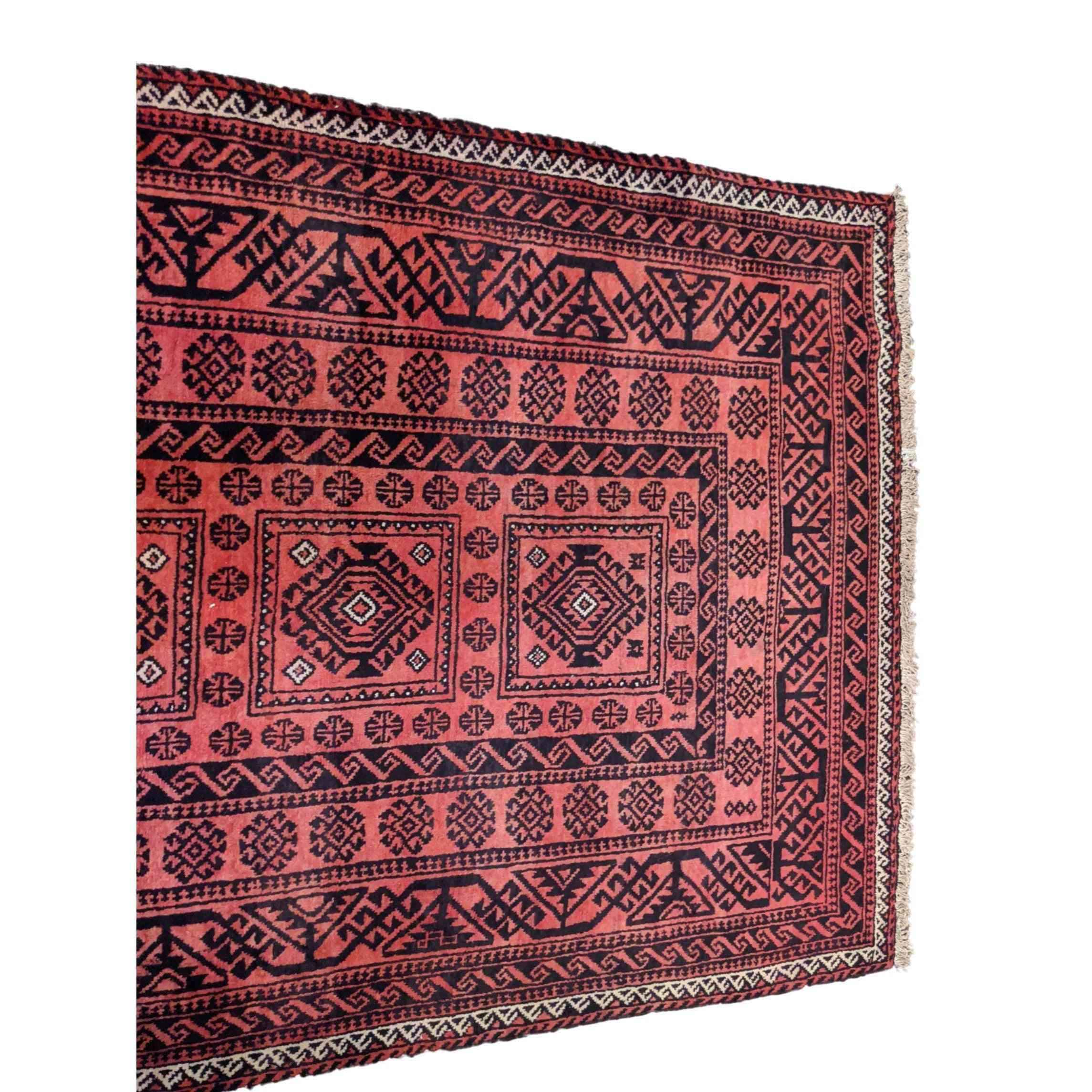 242 x 127 cm Fine Persian Baluch Traditional Red Rug - Rugmaster