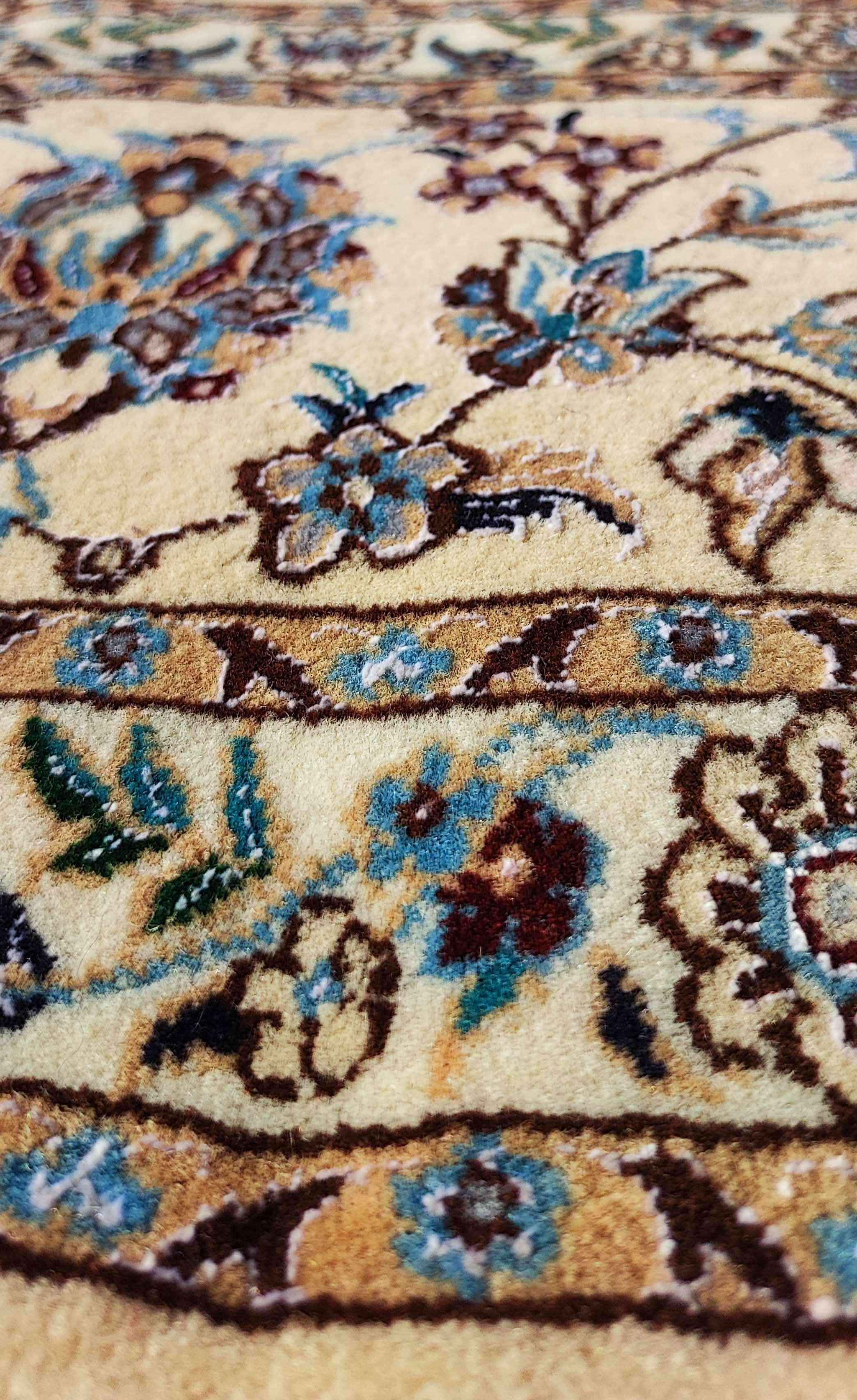 242 x 158 cm Fine Persian Nain Blue Floral Traditional Blue Rug - Rugoutlet