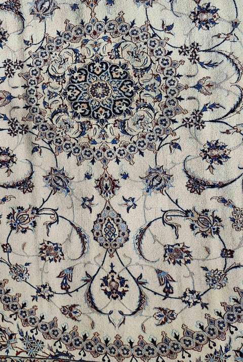 242 x 158 cm Persian Nain Floral Beige Traditional Beige Large Rug - Rugoutlet