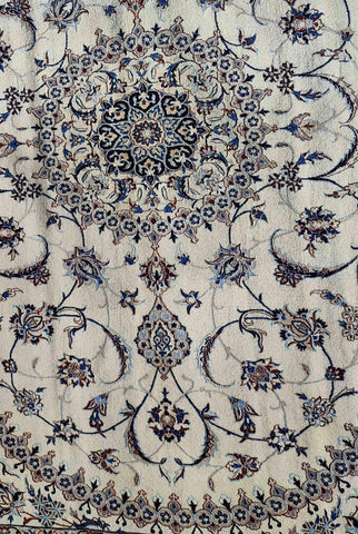 242 x 158 cm Persian Nain Floral Beige Traditional Beige Large Rug - Rugoutlet