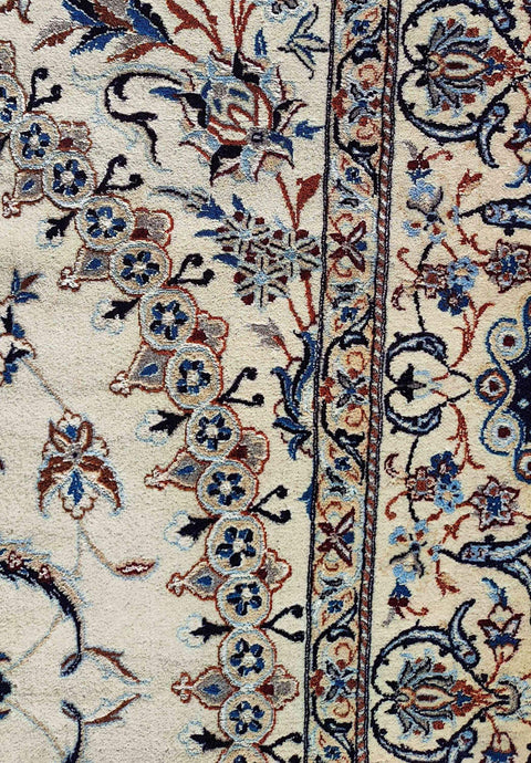 242 x 158 cm Persian Nain Floral Beige Traditional Beige Large Rug - Rugoutlet