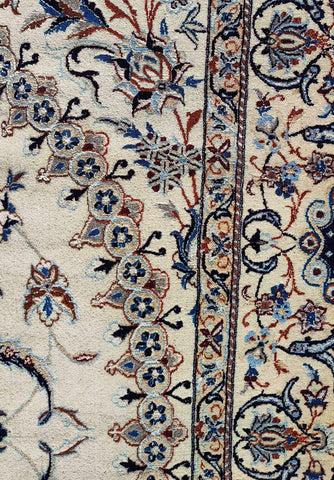 242 x 158 cm Persian Nain Floral Beige Traditional Beige Large Rug - Rugoutlet