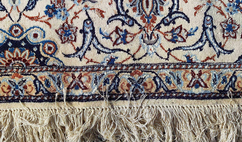 242 x 158 cm Persian Nain Floral Beige Traditional Beige Large Rug - Rugoutlet