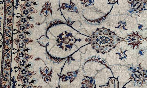 242 x 158 cm Persian Nain Floral Beige Traditional Beige Large Rug - Rugoutlet