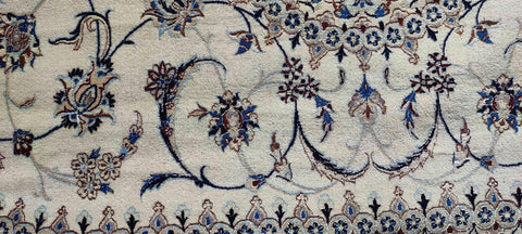 242 x 158 cm Persian Nain Floral Beige Traditional Beige Large Rug - Rugoutlet