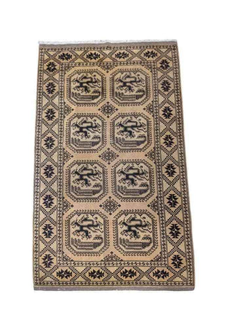 243 x 156 cm Golden Afghan Tribal Beige Rug - Rugmaster