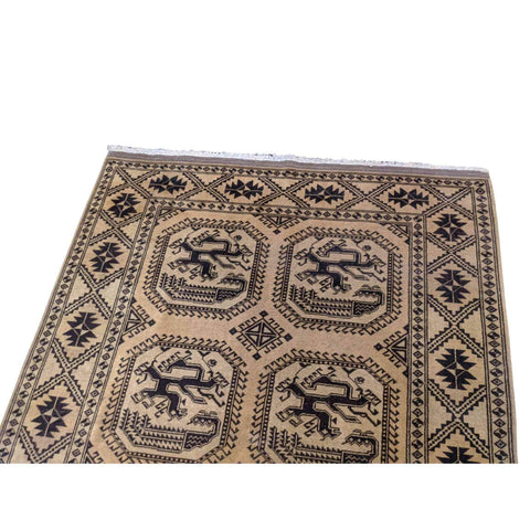 243 x 156 cm Golden Afghan Tribal Beige Rug - Rugmaster