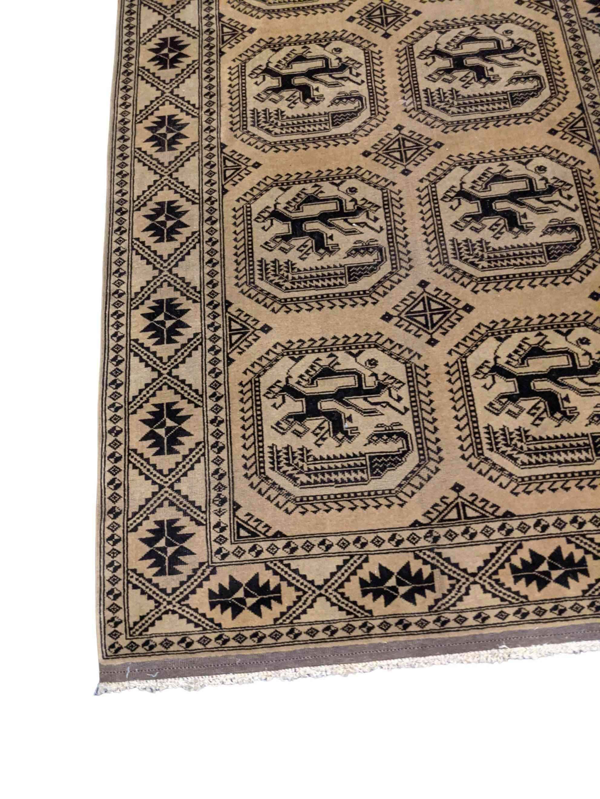 243 x 156 cm Golden Afghan Tribal Beige Rug - Rugmaster