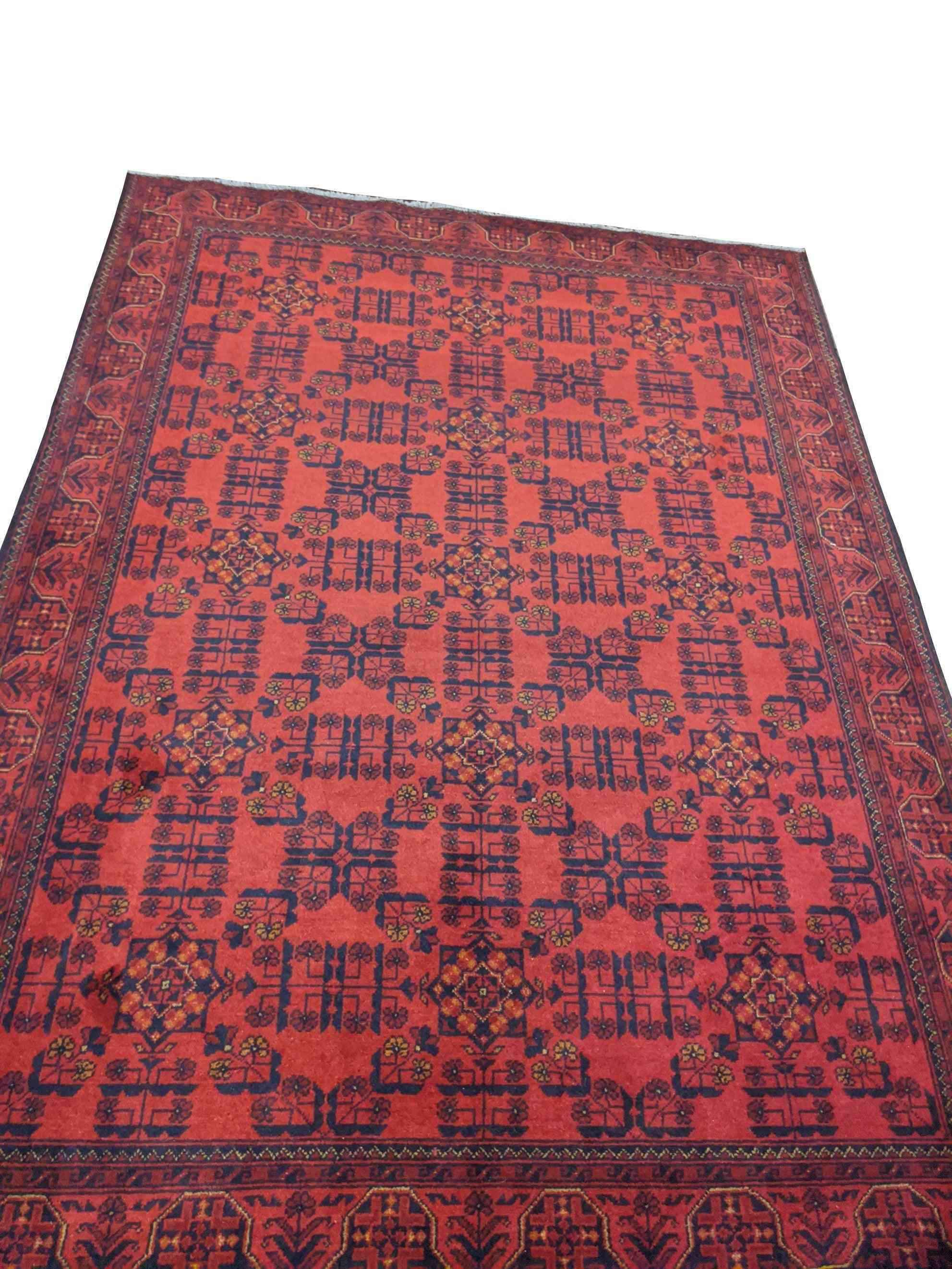 243 x 171 cm Afghan Khan Tribal Red Rug - Rugmaster