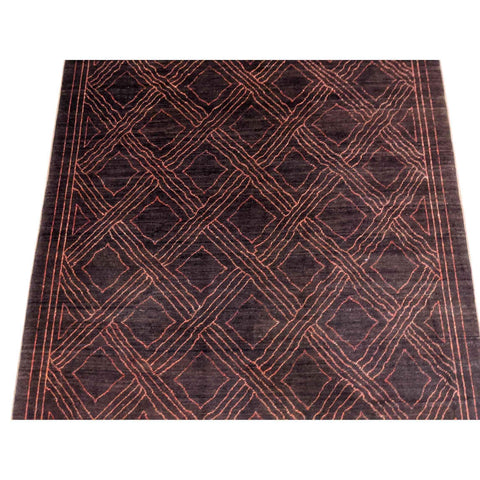244 x 178 cm natural dye Handmade Geometric Brown Rug - Rugmaster