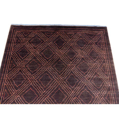 244 x 178 cm natural dye Handmade Geometric Brown Rug - Rugmaster