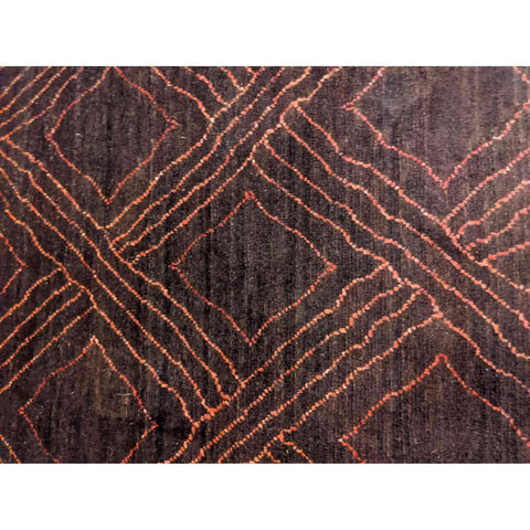 244 x 178 cm natural dye Handmade Geometric Brown Rug - Rugmaster