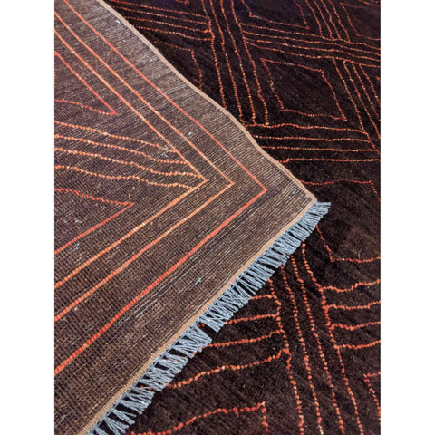 244 x 178 cm natural dye Handmade Geometric Brown Rug - Rugmaster