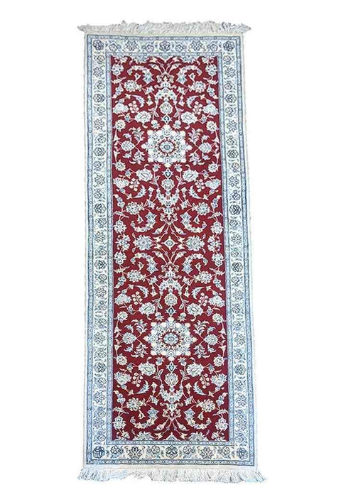 245 x 79 cm Fine nain silk and wool Traditional Red Rug - Rugoutlet
