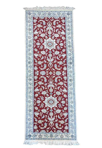 245 x 79 cm Fine nain silk and wool Traditional Red Rug - Rugoutlet