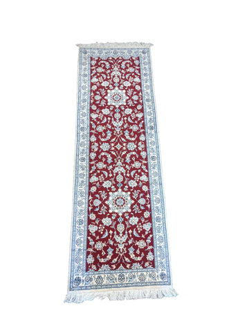 245 x 79 cm Fine nain silk and wool Traditional Red Rug - Rugoutlet