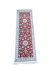 245 x 79 cm Fine nain silk and wool Traditional Red Rug - Rugmaster