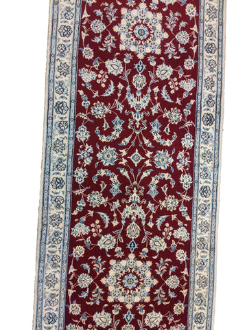 245 x 79 cm Fine nain silk and wool Traditional Red Rug - Rugoutlet