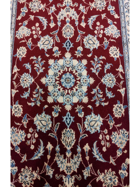 245 x 79 cm Fine nain silk and wool Traditional Red Rug - Rugoutlet