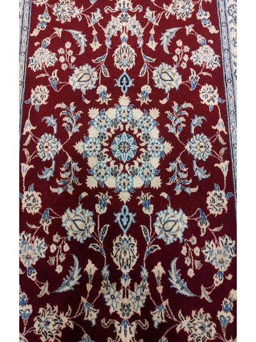 245 x 79 cm Fine nain silk and wool Traditional Red Rug - Rugoutlet