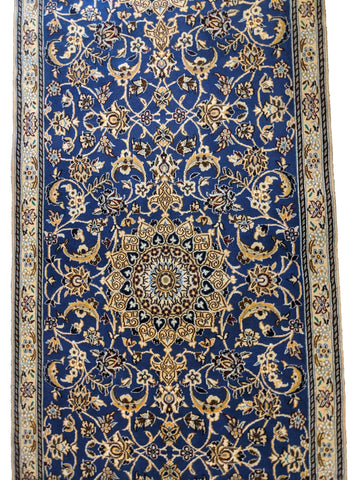 245 x 88 cm fine Persian Nain Traditional Blue Rug - Rugoutlet