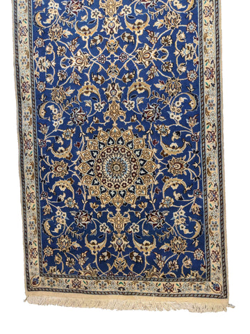 245 x 88 cm fine Persian Nain Traditional Blue Rug - Rugoutlet