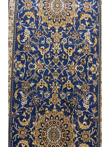 245 x 88 cm fine Persian Nain Traditional Blue Rug - Rugoutlet