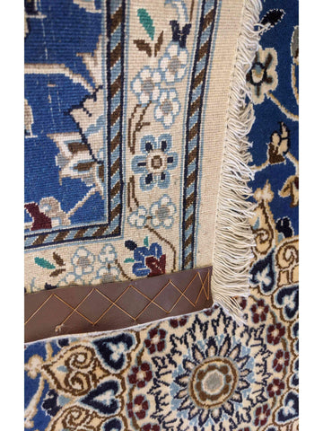 245 x 88 cm fine Persian Nain Traditional Blue Rug - Rugoutlet