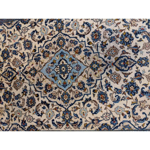246 x 145 cm Kashan Traditional Beige Large Rug - Rugmaster